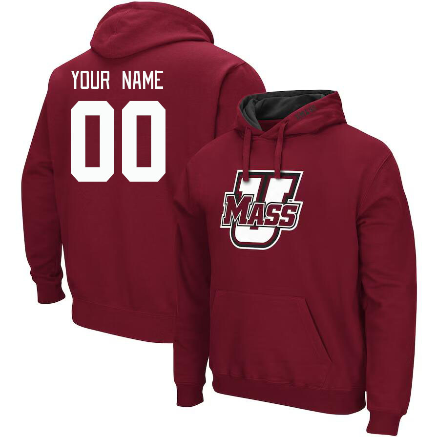 Custom Massachusetts Minutemen Name And Number Hoodies-Maroon